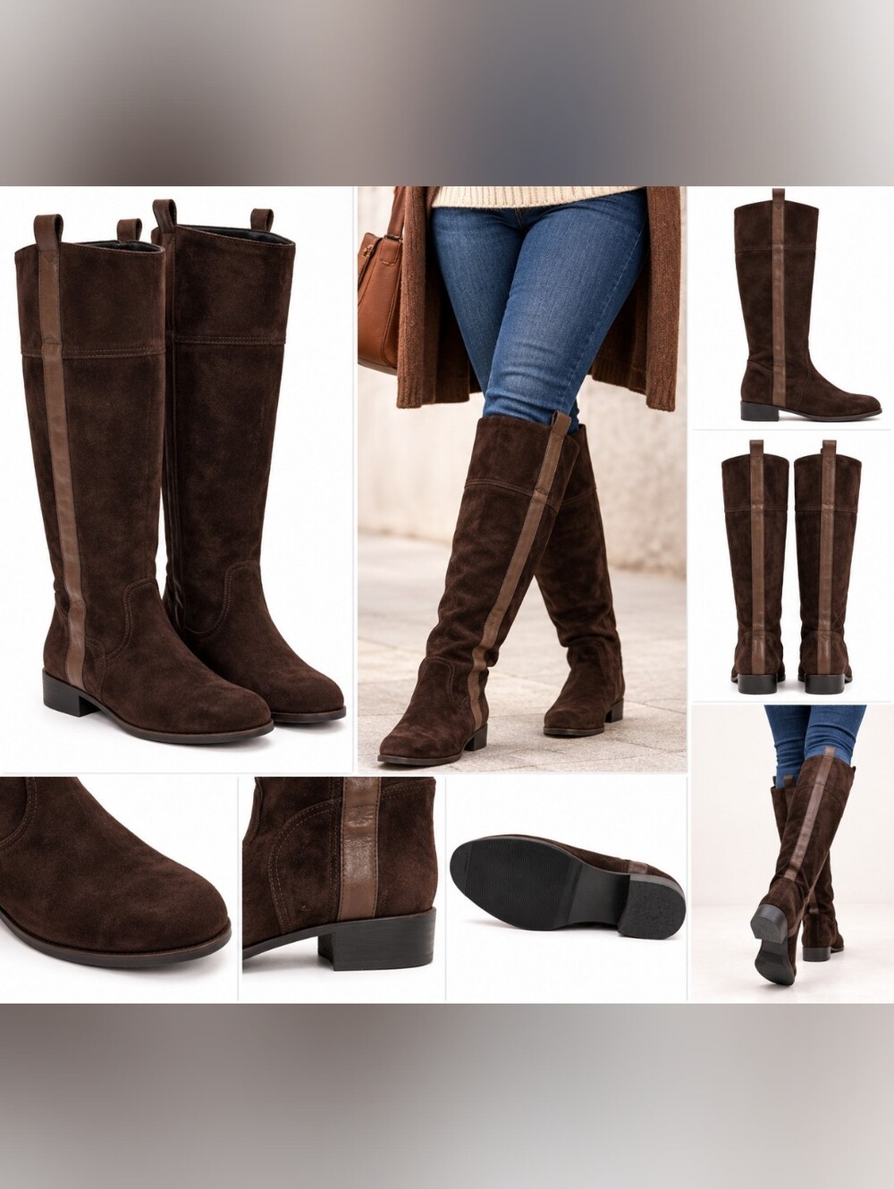 Classic Tall Suede Riding Boots - Dark Brown Unbranded Made In Italy Size 10